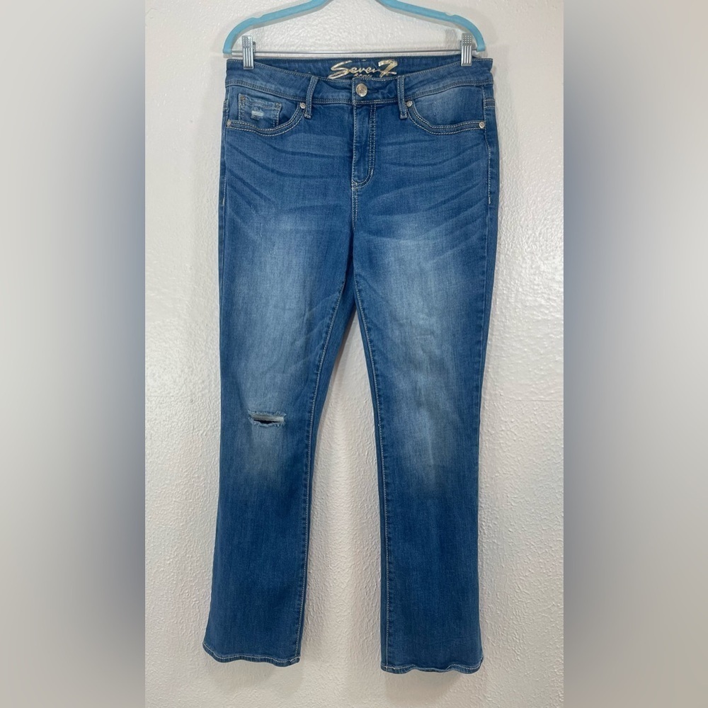 Seven 7 Denim Ripped Embroidered Slim Boot Jeans Women’s 12